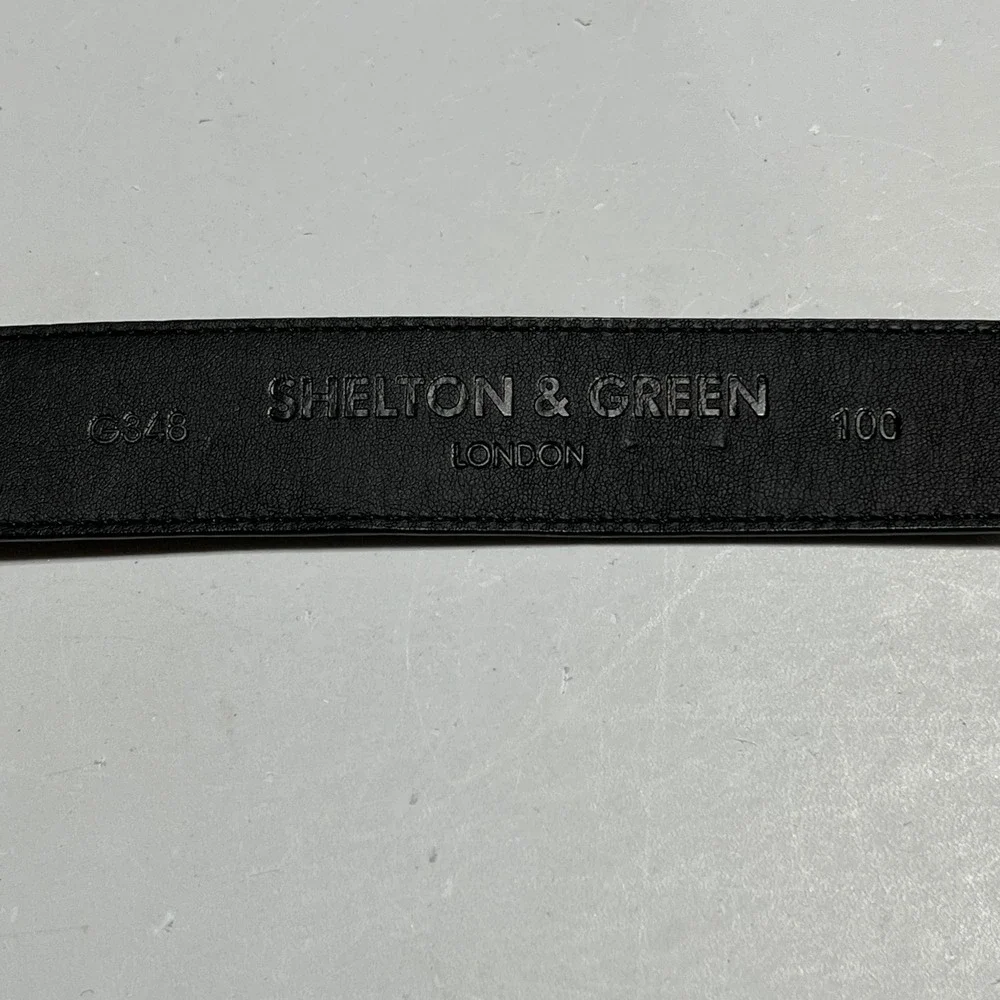 Shelton‎ & Green London Mens Black Leather Dress Belt Gunmetal Buckle Large